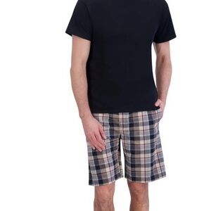 Hanes Men's Plaid Lounge Shorts - Black, Tan, Navy